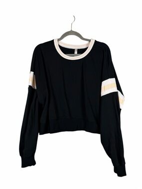 Fabletics Black Cropped Varsity Sweatshirt XXL